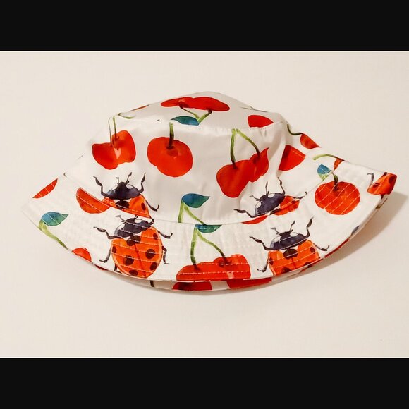 Petals and Peacocks Ladybug and Cherry White Bucket Hat NWT - Picture 6 of 9